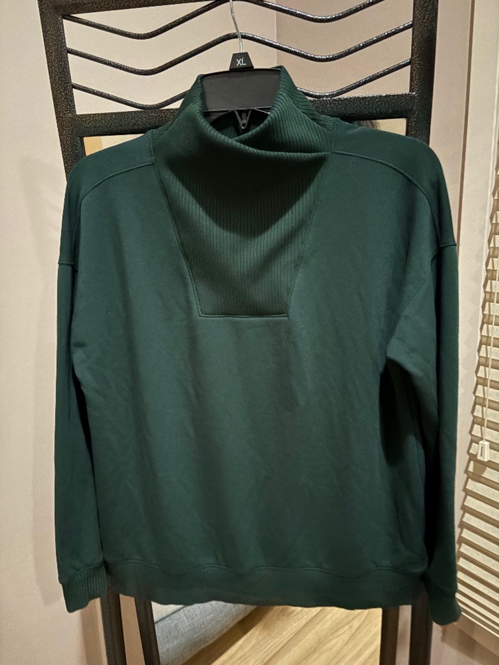 Talbots "Haven Well Within" Mock Neck Crossover Ribbed "Sweatshirt" in Hunter